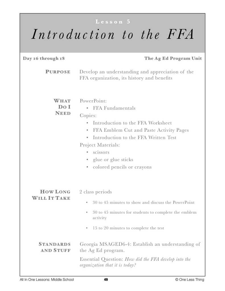 Load image into Gallery viewer, 6-05 Intro to the FFA, Lesson Plan Download
