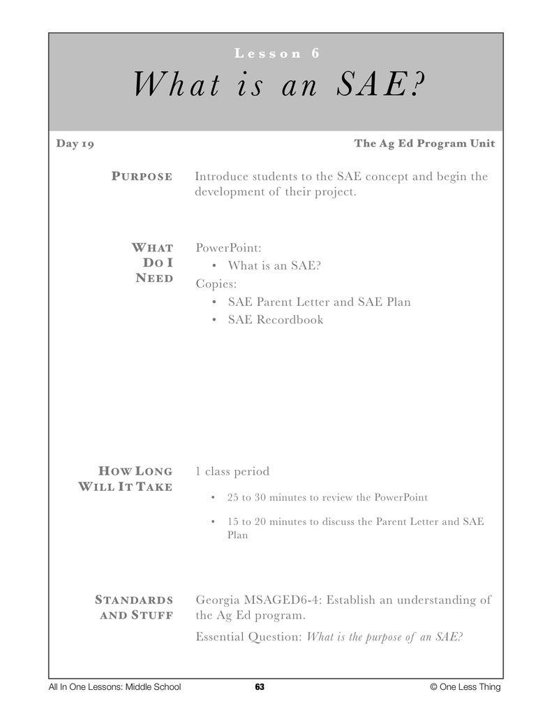 Load image into Gallery viewer, 6-06 What is an SAE, Lesson Plan Download
