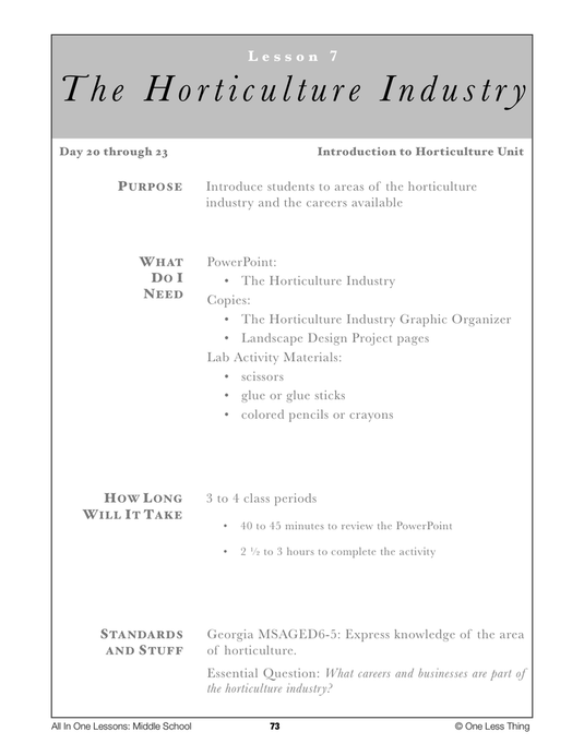 6-07 The Horticulture Industry, Lesson Plan Download