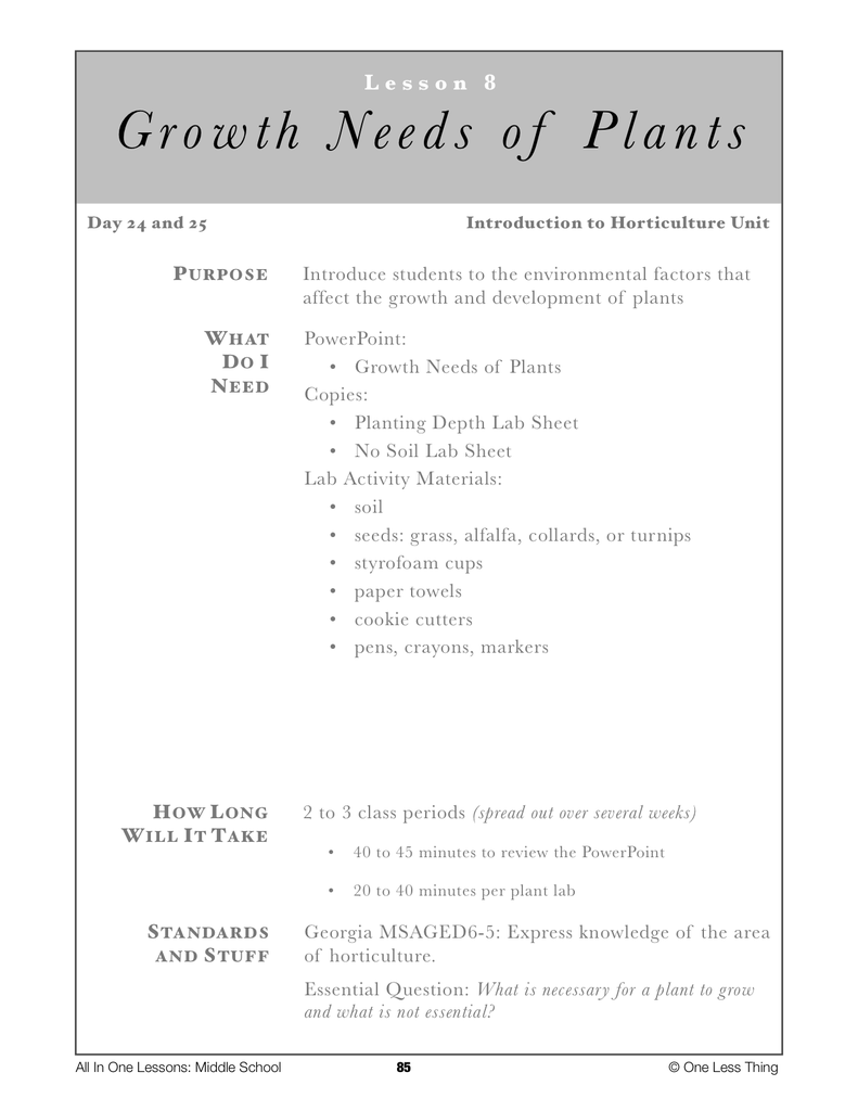 Load image into Gallery viewer, 6-08 Growth Needs of Plants, Lesson Plan Download
