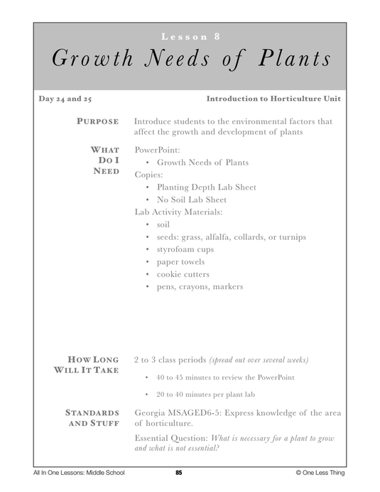 6-08 Growth Needs of Plants, Lesson Plan Download