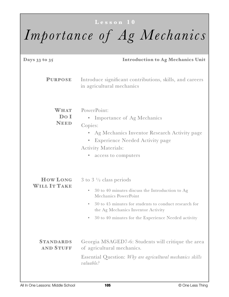 Load image into Gallery viewer, 7-10 Importance of Ag Mechanics, Lesson Plan Download
