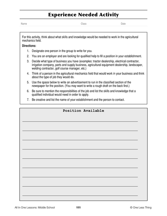 7-10 Importance of Ag Mechanics, Lesson Plan Download