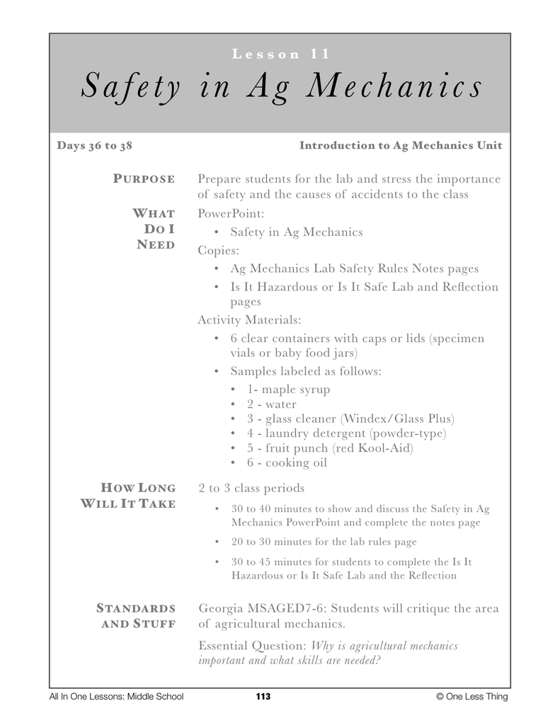 Load image into Gallery viewer, 7-11 Intro to Safety in Ag Mechanics, Lesson Plan Download
