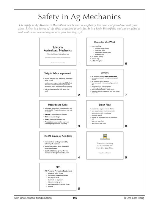 7-11 Intro to Safety in Ag Mechanics, Lesson Plan Download