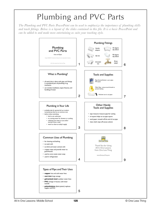 7-12 Intro to PVC and Plumbing, Lesson Plan Download