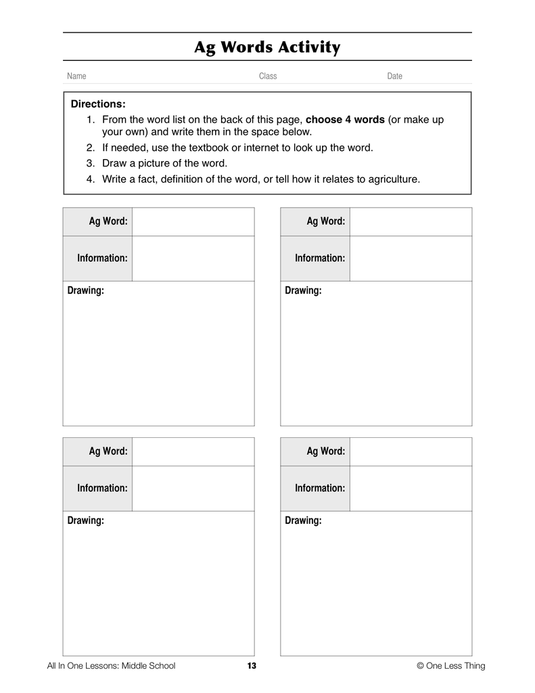 7-01 Importance of Ag, Lesson Plan Download