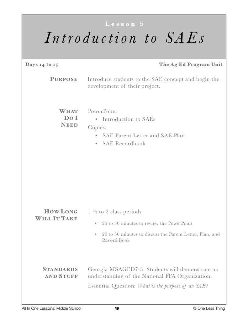 Load image into Gallery viewer, 7-05 Intro to SAEs, Lesson Plan Download
