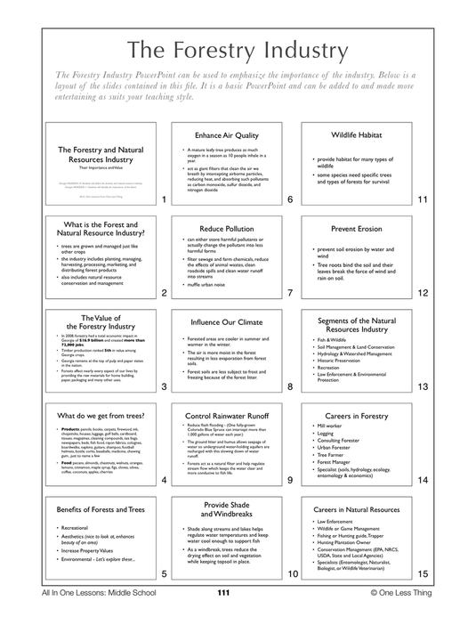 8-11 The Forestry Industry, Lesson Plan Download