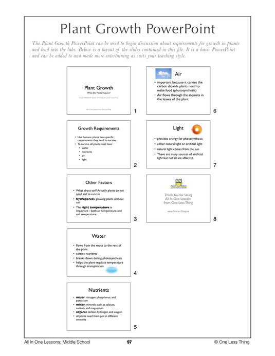 8-09 Plant Growth, Lesson Plan Download