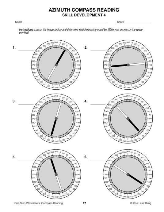 Compass Reading, One Step Worksheet Downloads