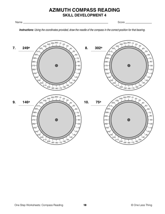 Compass Reading, One Step Worksheet Downloads