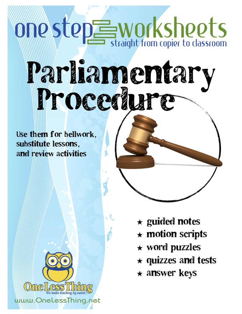 Load image into Gallery viewer, Parliamentary Procedure, One Step Worksheet Downloads
