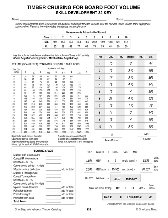 Timber Cruising, One Step Worksheet Downloads