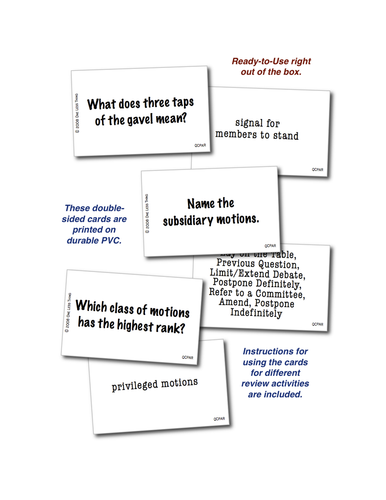 Parliamentary Procedure Quick Cards, Digital download