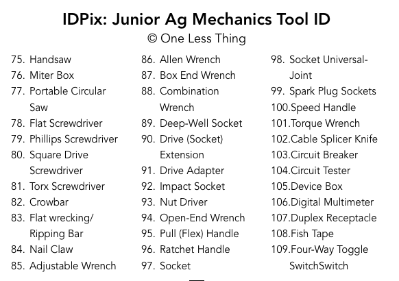 Load image into Gallery viewer, Junior Ag Mechanics Tool ID IDPix Cards
