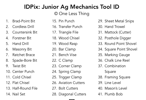 Load image into Gallery viewer, Junior Ag Mechanics Tool ID IDPix Cards
