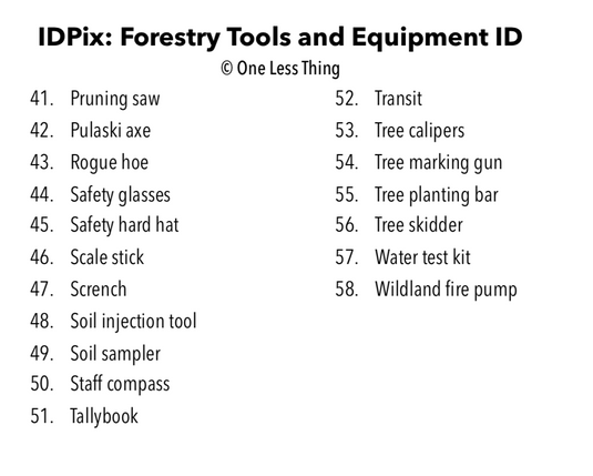 Forestry Equipment and Tools ID, IDPix cards