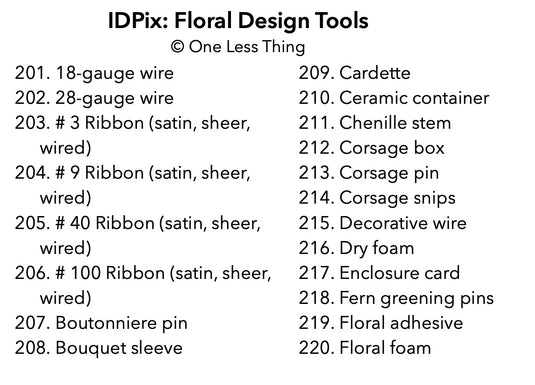 Floral Design Tools ID, IDPix Cards