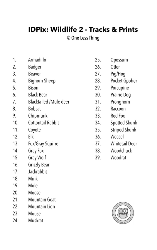 Wildlife 2: Tracks and Prints ID, IDPix Cards UPDATED