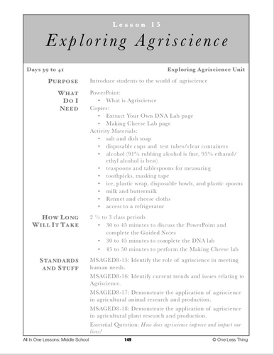 8-15 Exploring Agriscience, Lesson Plan Download