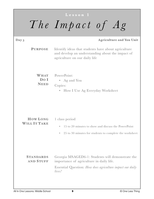 6-01 Impact of Ag, Lesson Plan Download